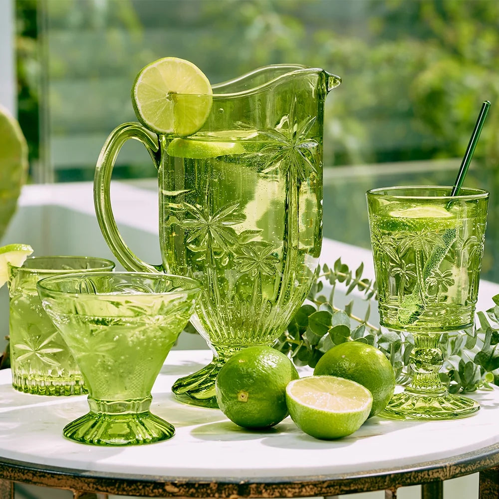Goblet Glass Set Palm Tree Green Gifts and Accessories Annabel Trends