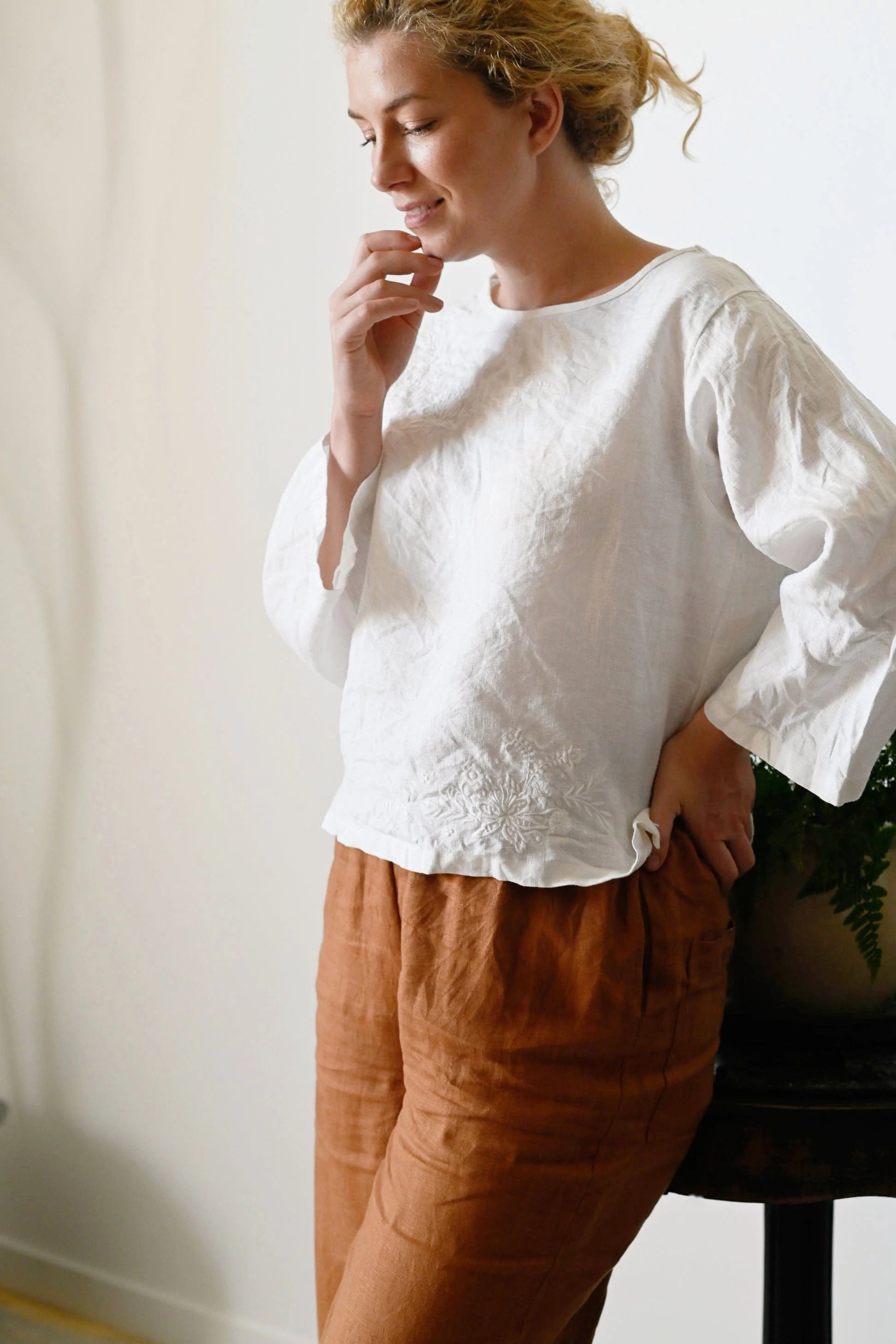 Tessa Pant Tan Linen Bottoms Lazybones