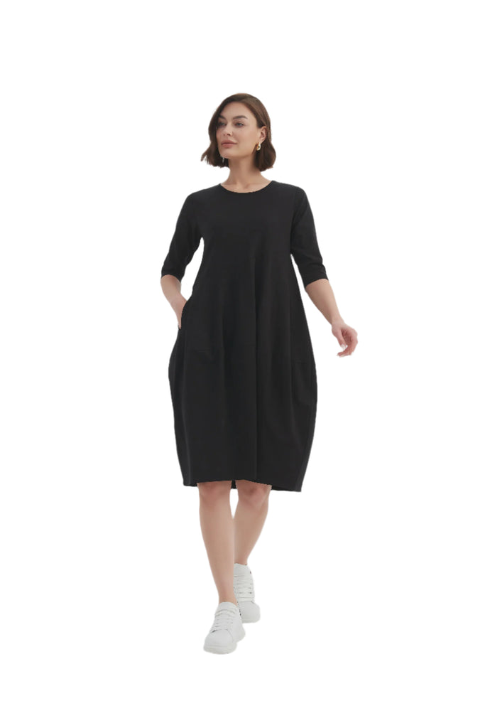 Diagonal Seam Winter Dress Black Dresses Tirelli XS(6-8)