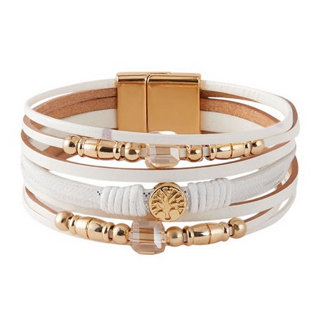 Multi Strand Beaded Bracelet White Bracelets and Bangles Sun Accessories