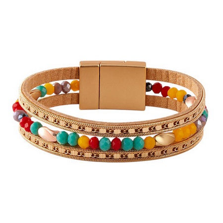 Multi Strand Beaded Magnetic Bracelet Gold Bracelets and Bangles Sun Accessories