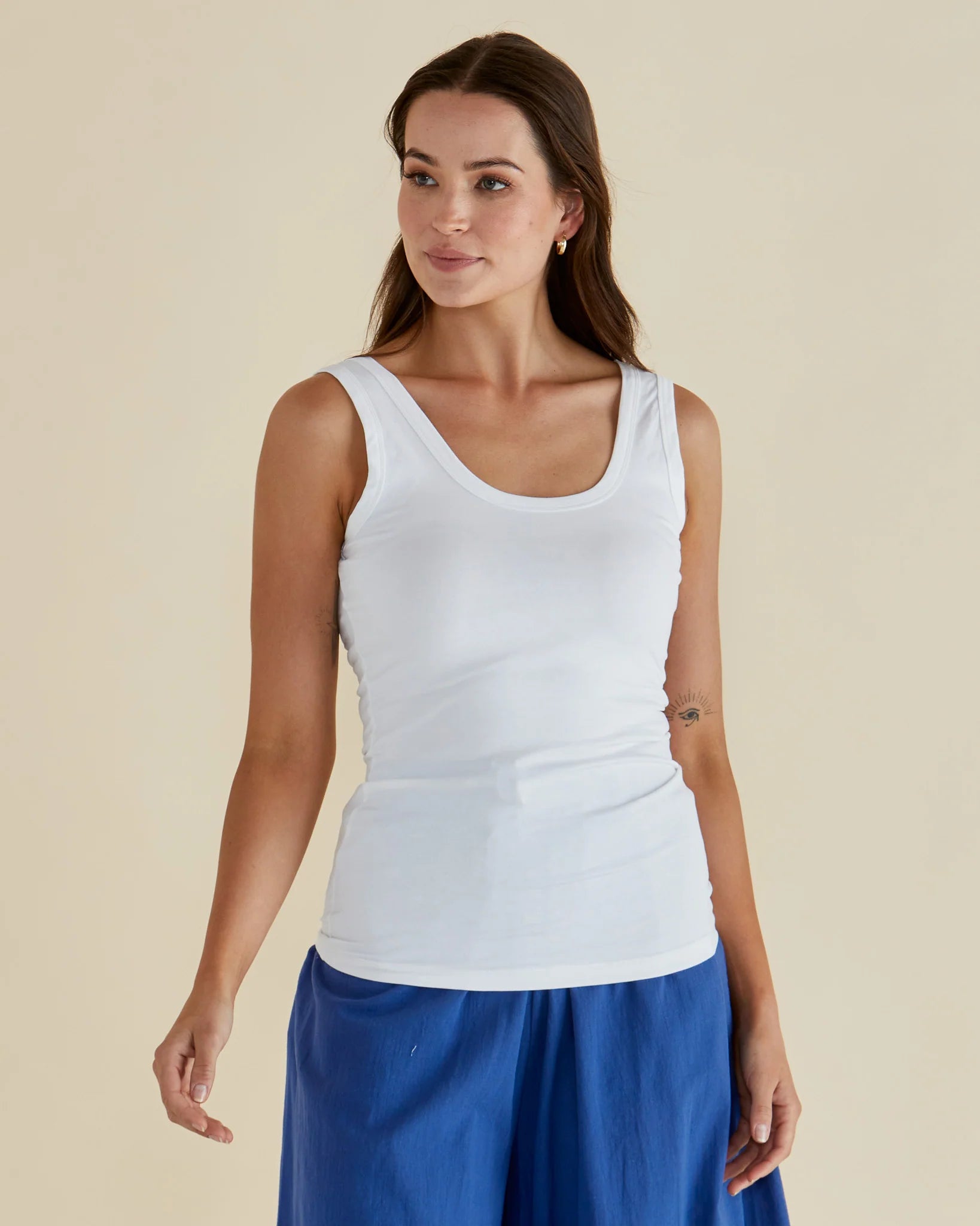 Emma Scoop Tank White Tops Betty Basics