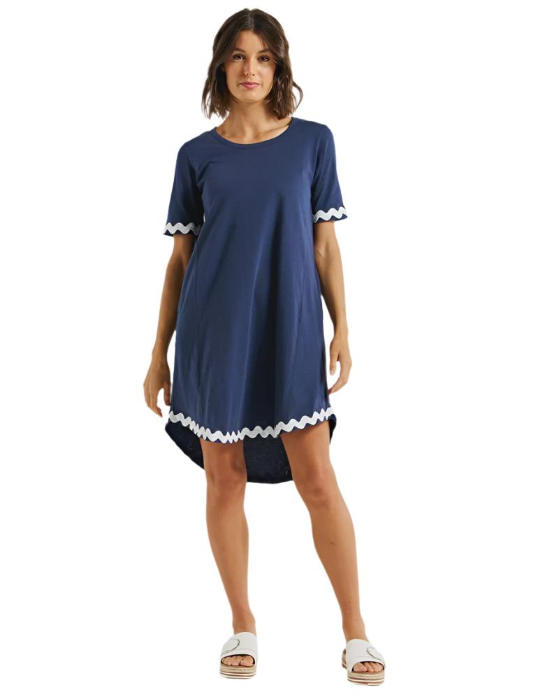 Nyree Dress - Navy/White Ric Rac Dresses Betty Basics 6