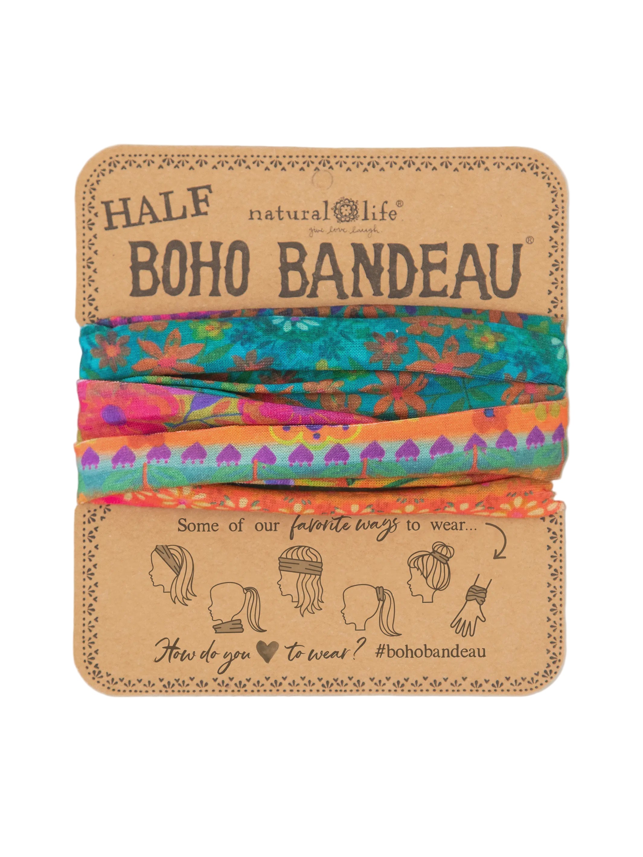 Boho Bandeau Half Bright Border Bandeau Natural Life