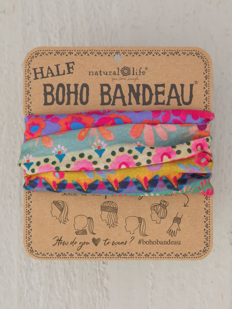 Boho Bandeau Half Floral Border Pink Mst Bandeau Natural Life   