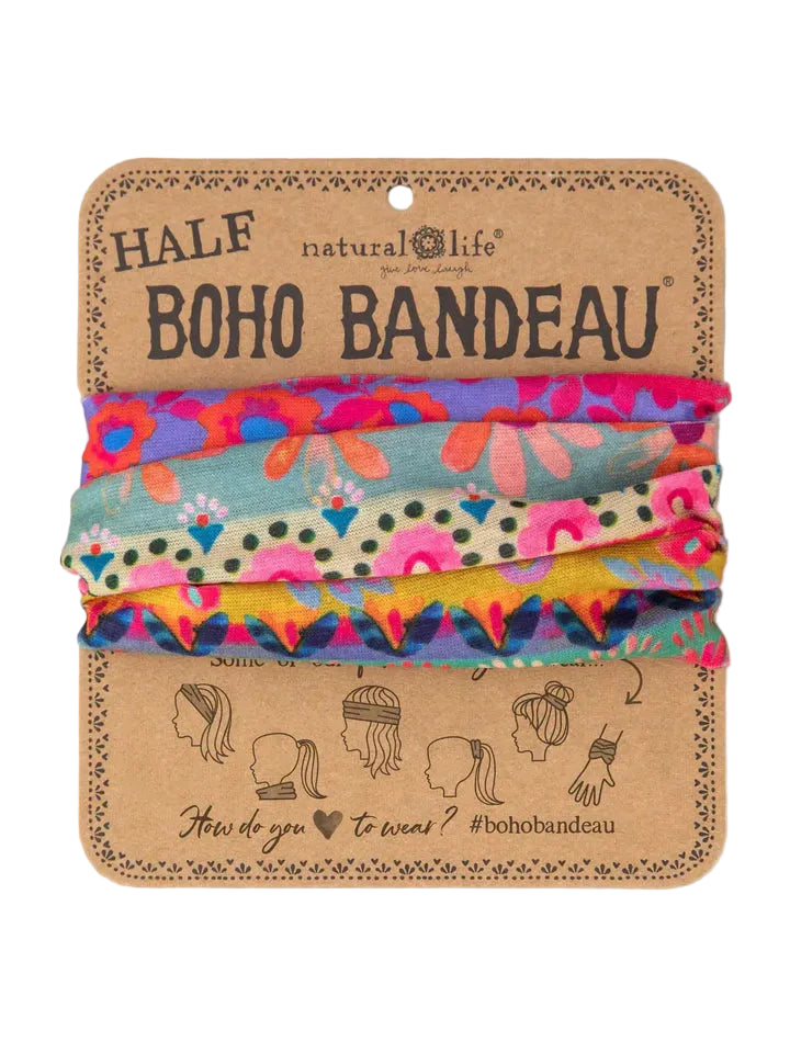 Boho Bandeau Half Pink Om Border Bandeau Natural Life   