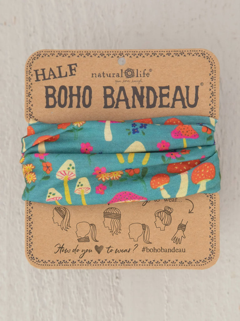 Half Boho Bandeau® Headband - Mushroom Print Bandeau Natural Life   