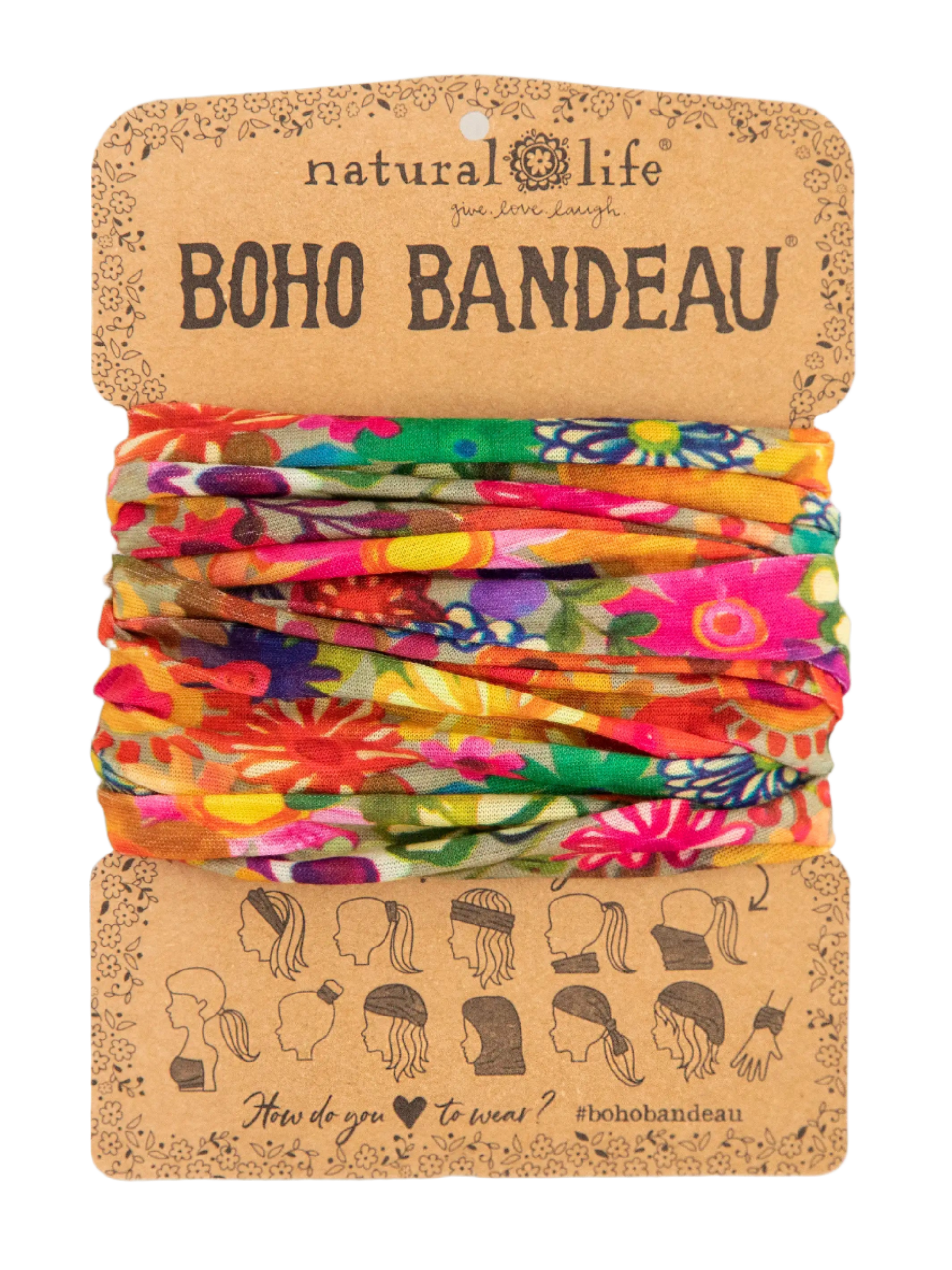 Boho Bandeau Headband Floral Blue Cream Bandeau Natural Life