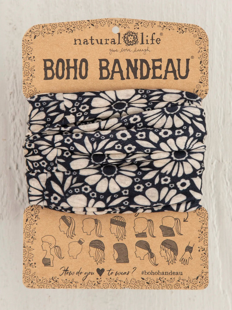 Boho Bandeau Black White Daisies Bandeau Natural Life   