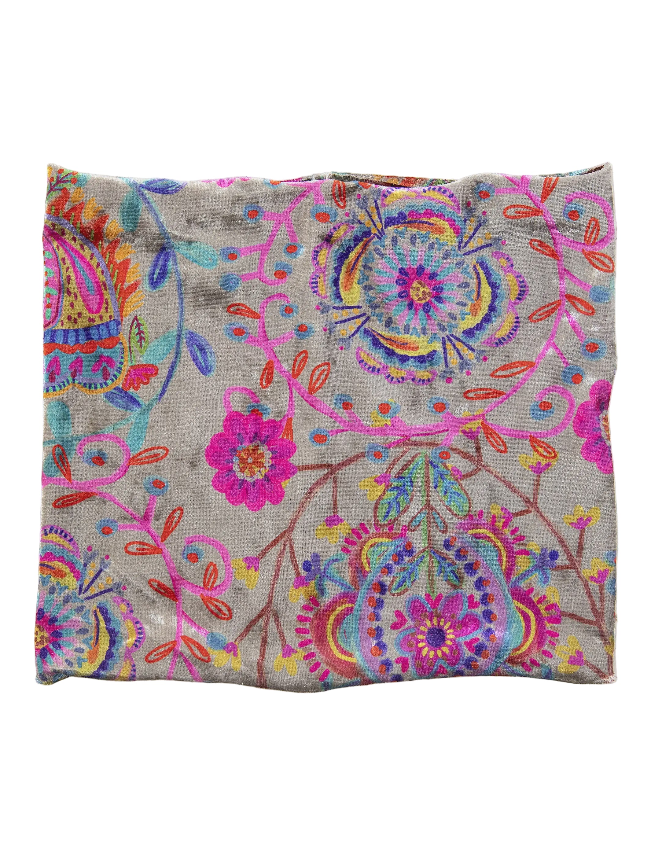 Boho Bandeau Velvet Black Print Folk Cream Bandeau Natural Life