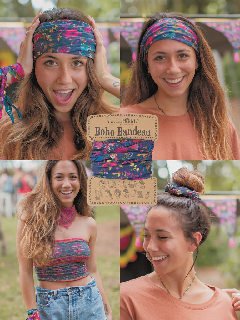 Boho Bandeau Navy Wildflowers Bandeau Natural Life   