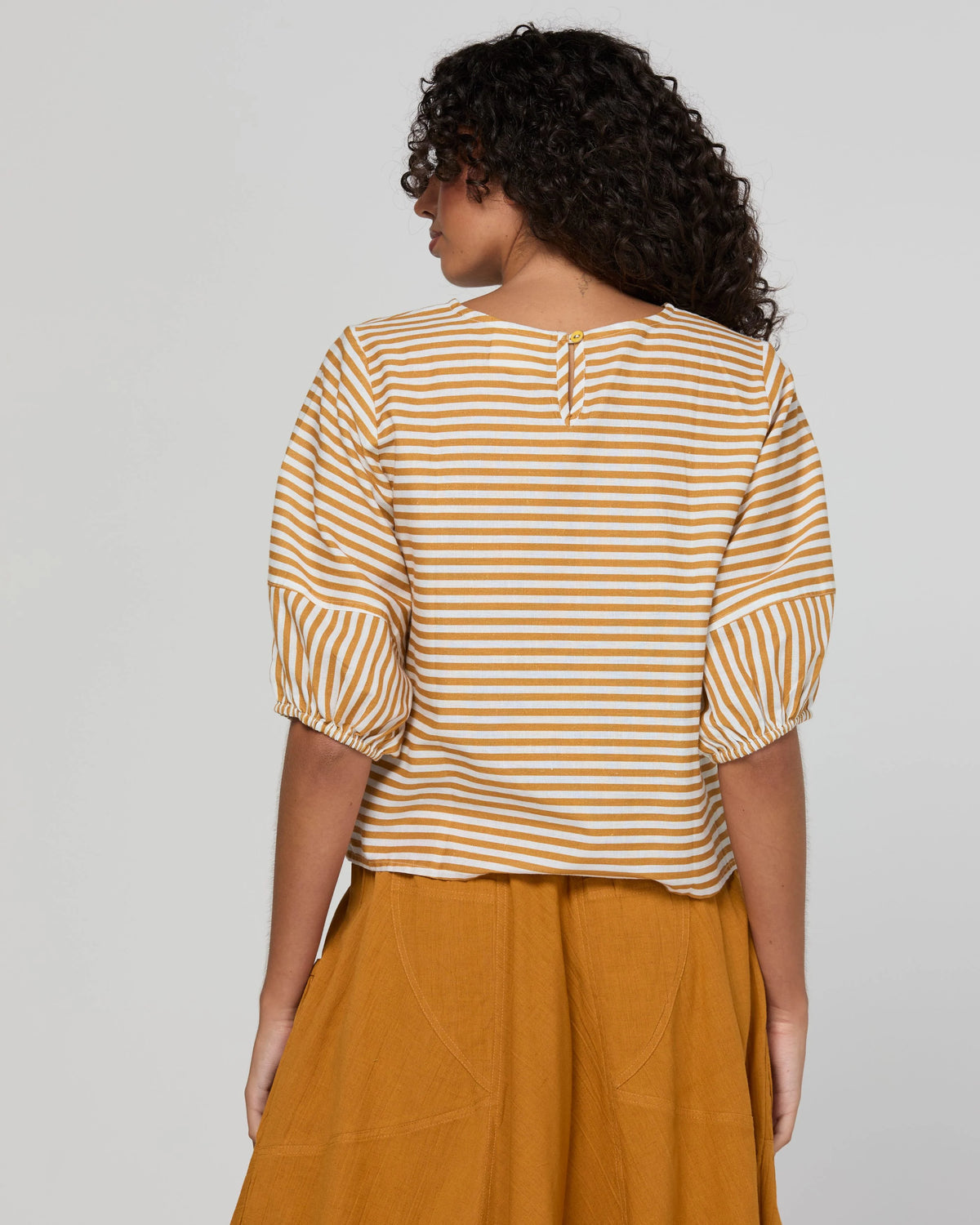 Ava Top Mustard Stripe Tops Boom Shankar
