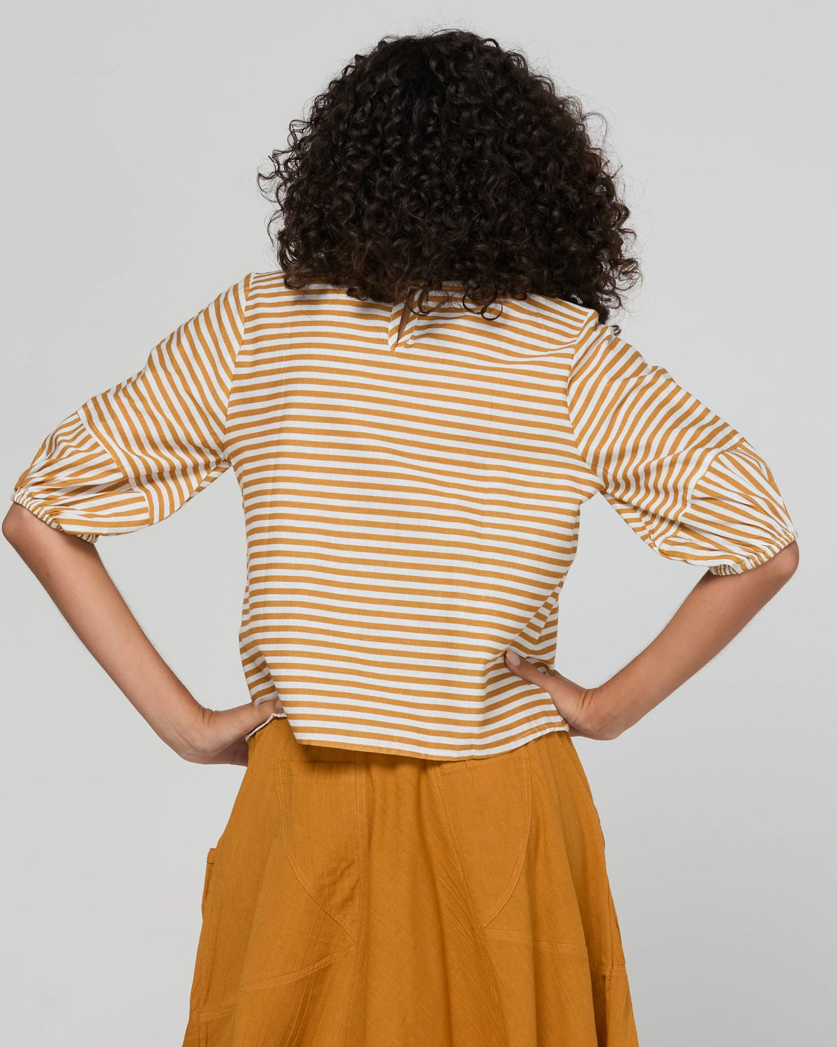 Ava Top Mustard Stripe Tops Boom Shankar