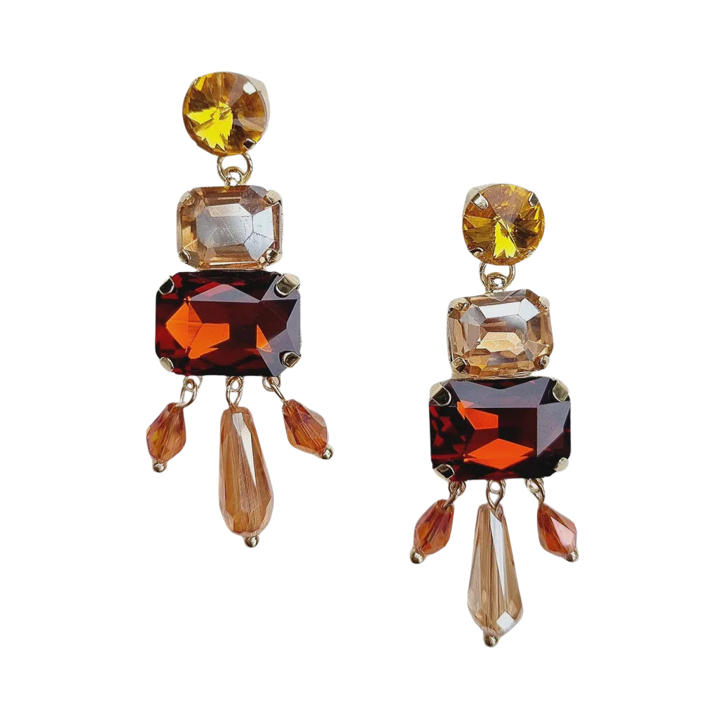Nala Gem Earring Brown BW09607BROWN Earrings Zoda