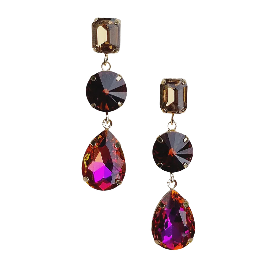 Carminia Gem Earring Brown Fuschia Earrings Zoda