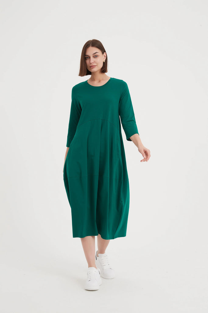 Ovoid Jersey Dress Emerald - Global Free Style