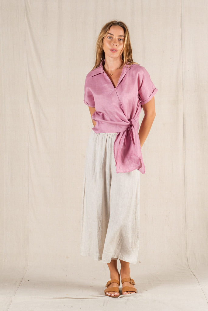 Baker Linen Shirt Dusty Rose Tops Valeria Label S(8)  