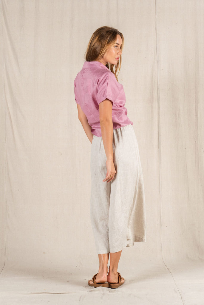 Baker Linen Shirt Dusty Rose Tops Valeria Label   