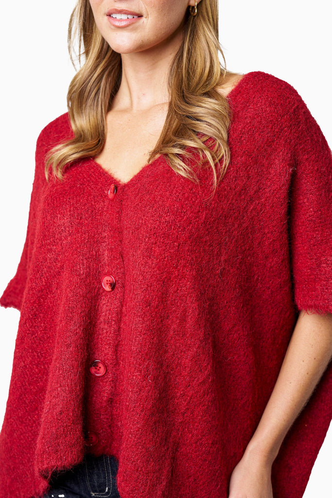 Barnett Knit Vest - Burgundy Jackets Boho