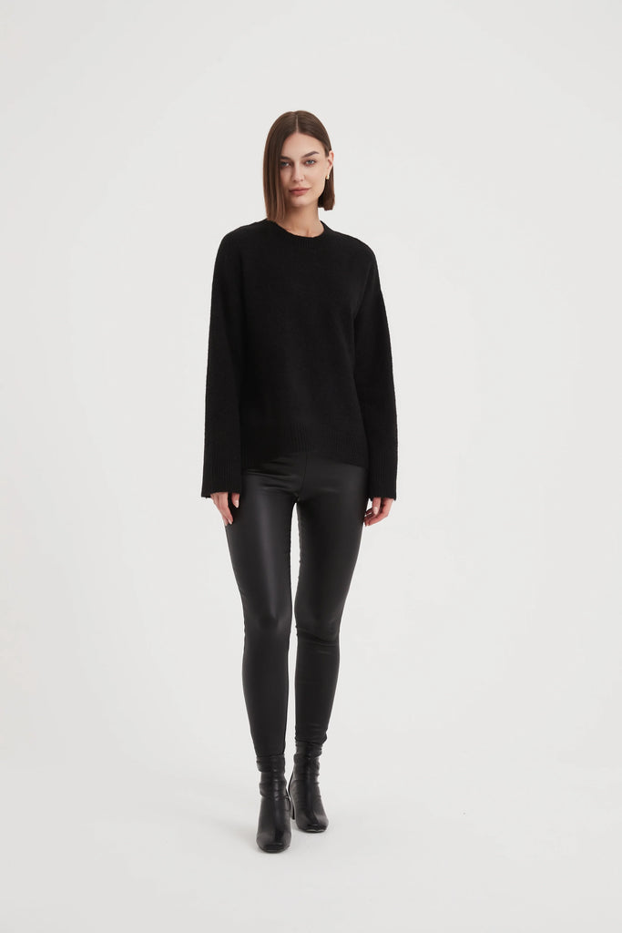 Basic Knit Sweater Black Tops Tirelli   