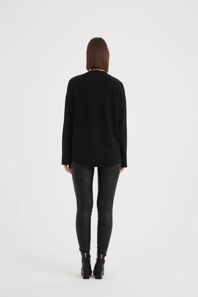 Basic Knit Sweater Black Tops Tirelli   