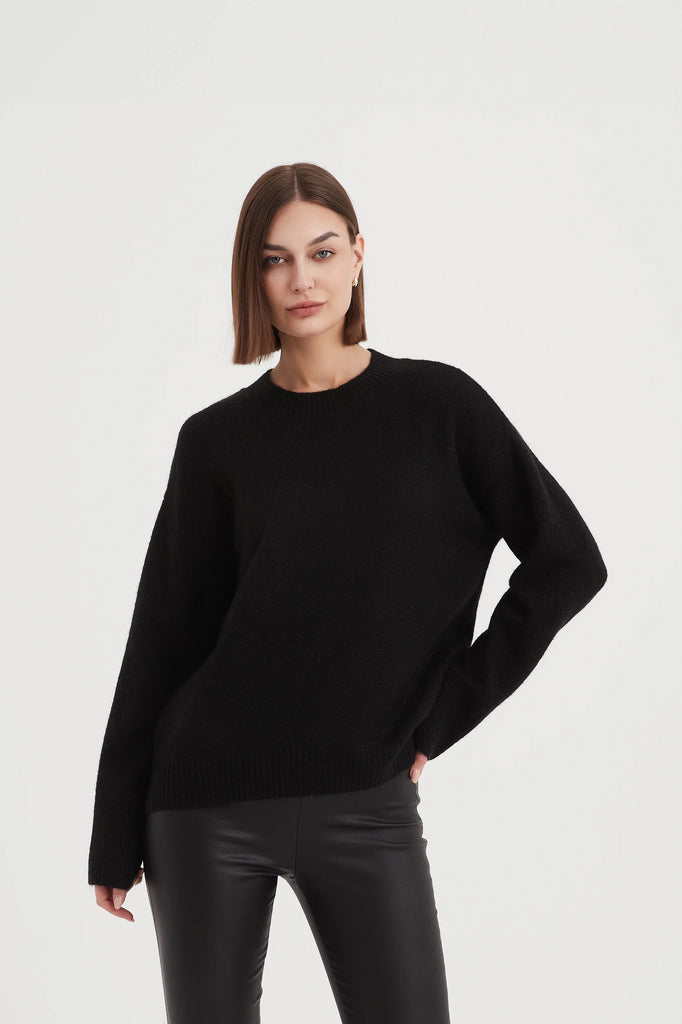 Basic Knit Sweater Black Tops Tirelli   