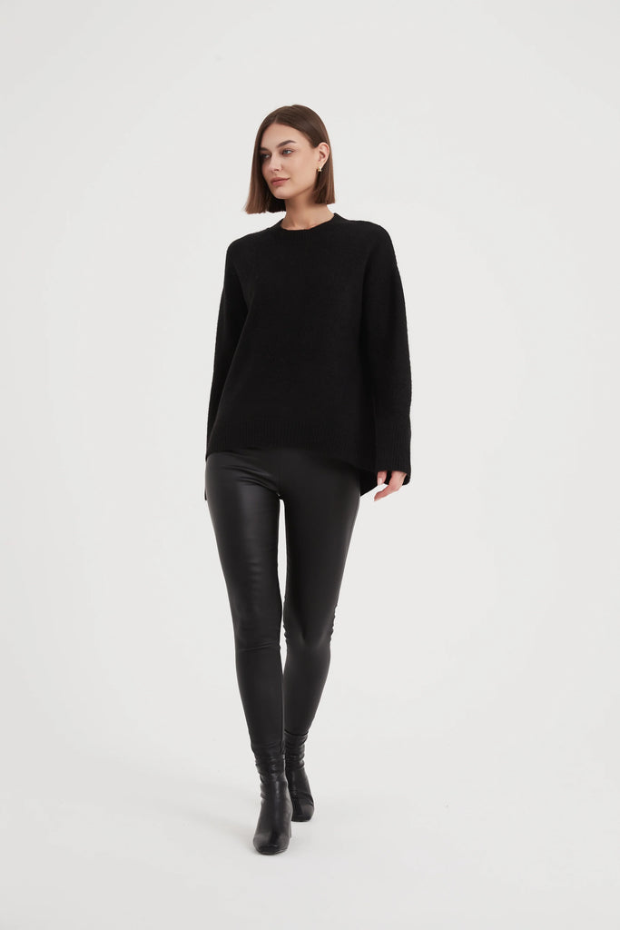 Basic Knit Sweater Black Tops Tirelli   