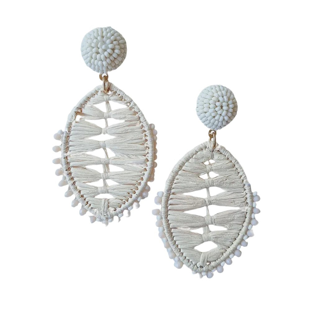 Beaded Natural Raffia Earring Earrings Zoda   