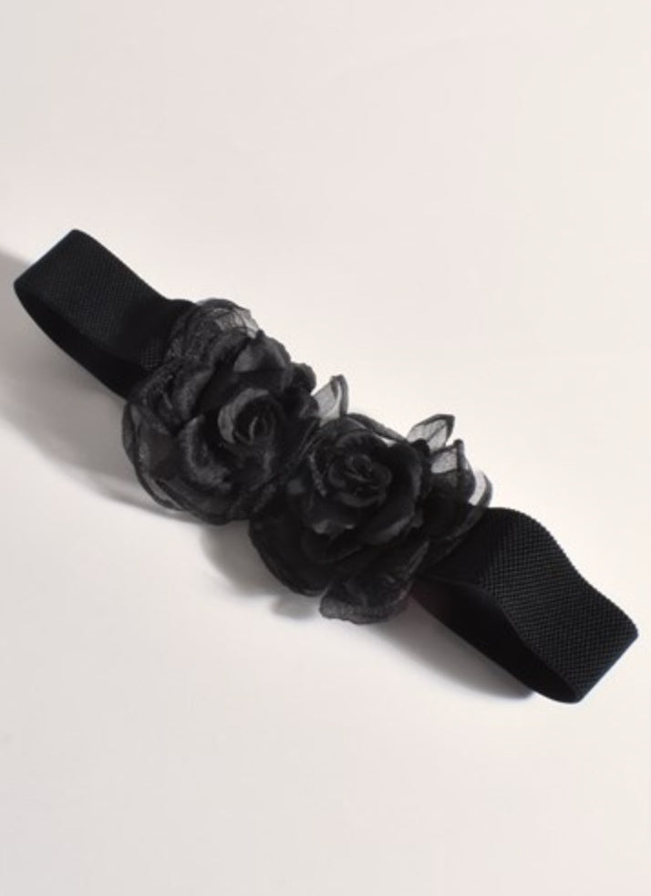 Organza Flower Front Event Belt Black Belts Adorne   