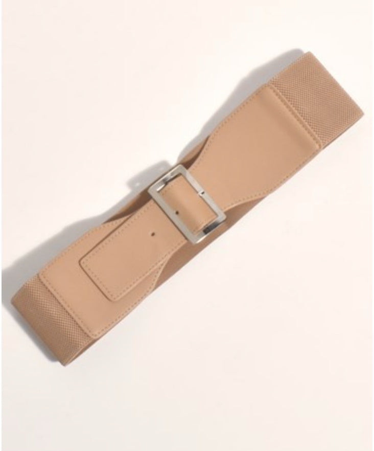 Rectangle Buckle Stretch Belt Camel Belts Adorne   