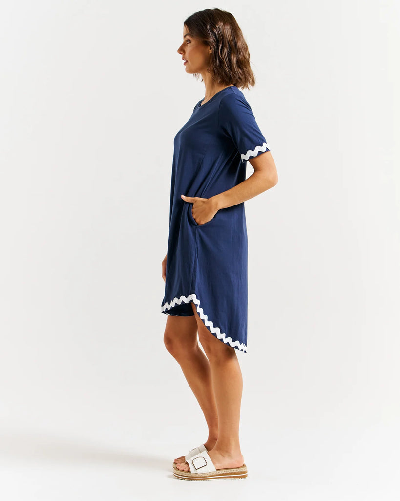 Nyree Dress - Navy/White Ric Rac Dresses Betty Basics