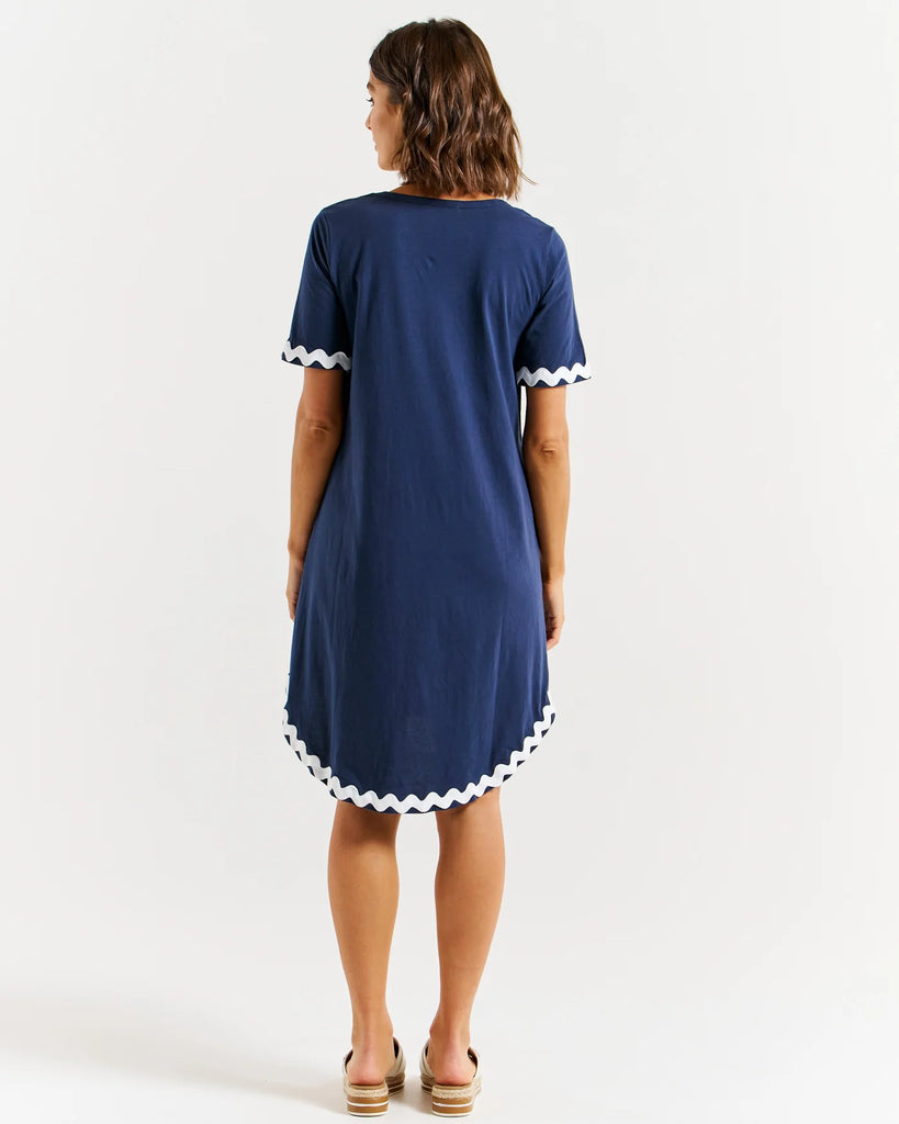 Nyree Dress - Navy/White Ric Rac Dresses Betty Basics