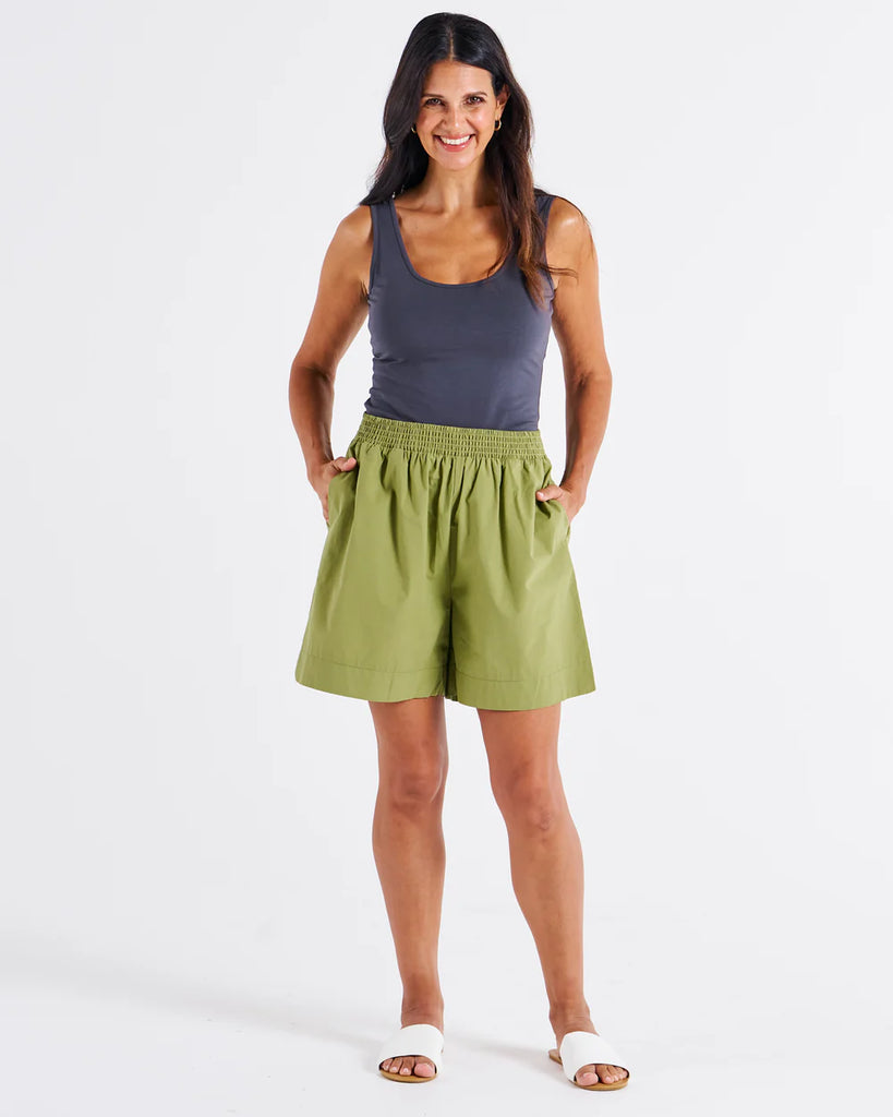 Pomona Cotton Short Pistachio Green Bottoms Betty Basics   