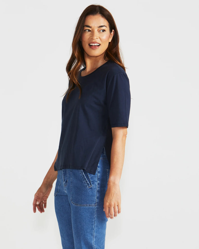 Naomi Tee Navy Tops Betty Basics   