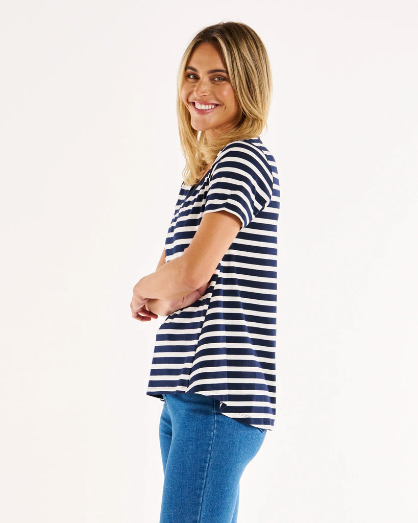 Luella Tee Navy Stripe Tops Betty Basics   