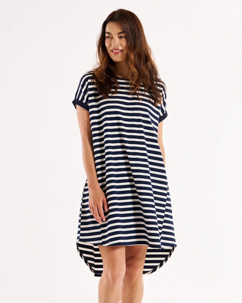 Maxine T-Shirt Dress Navy Stripe Dresses Betty Basics   