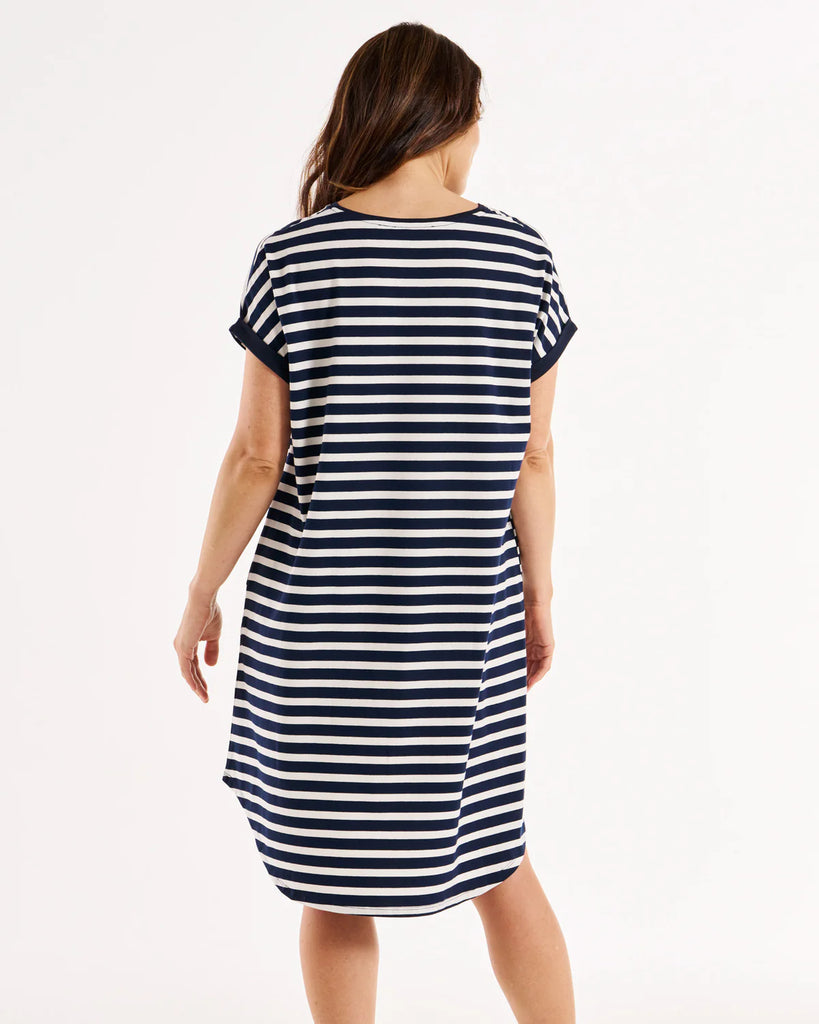 Maxine T-Shirt Dress Navy Stripe Dresses Betty Basics   