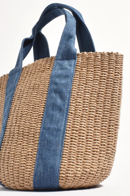 Billy Denim Weave Basket Natural/Denim Bags and Purses Adorne