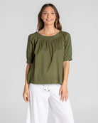 Bliss Top Basic Khaki Tops Boom Shankar