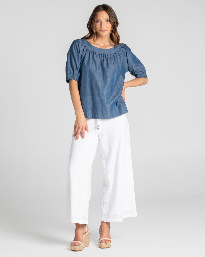 Bliss Top Basic - Blue Chambray Tops Boom Shankar   