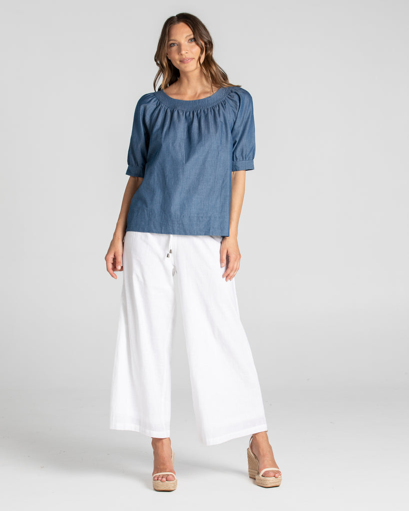 Bliss Top Basic - Blue Chambray Tops Boom Shankar   