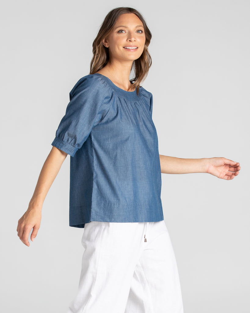 Bliss Top Basic - Blue Chambray Tops Boom Shankar   