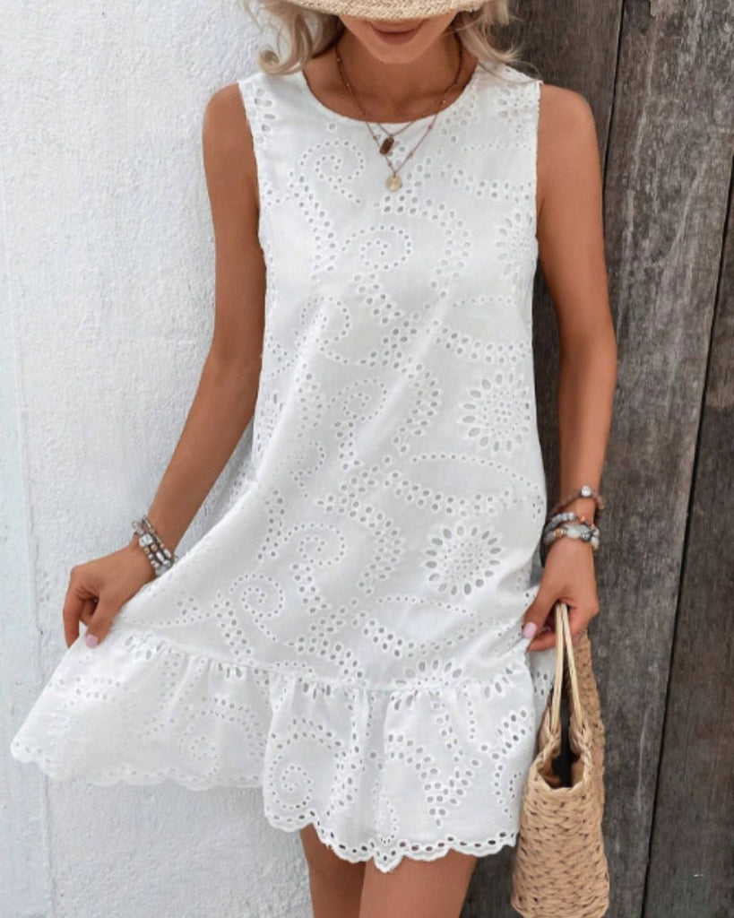 Bobbie Eyelet Dress White Dresses Mutig S(8-10)