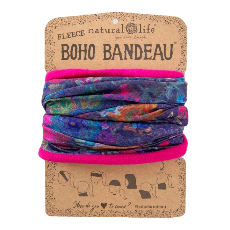Boho Bandeau Fleece Purple Dark Floral Green Bandeau Natural Life