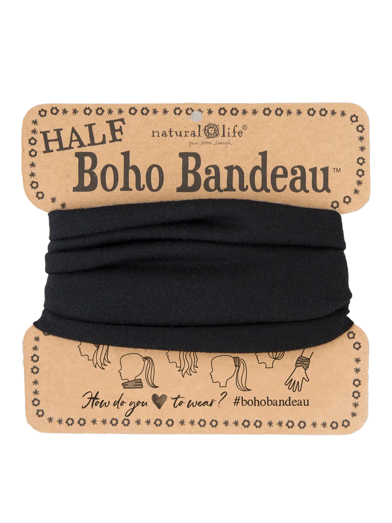 Boho Bandeau Half Solid Black Bandeau Natural Life   