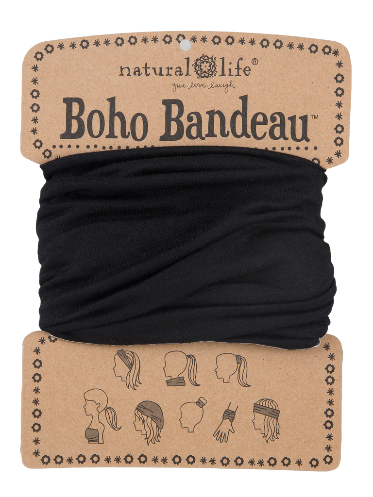 Boho Bandeau Solid Black Bandeau Natural Life   