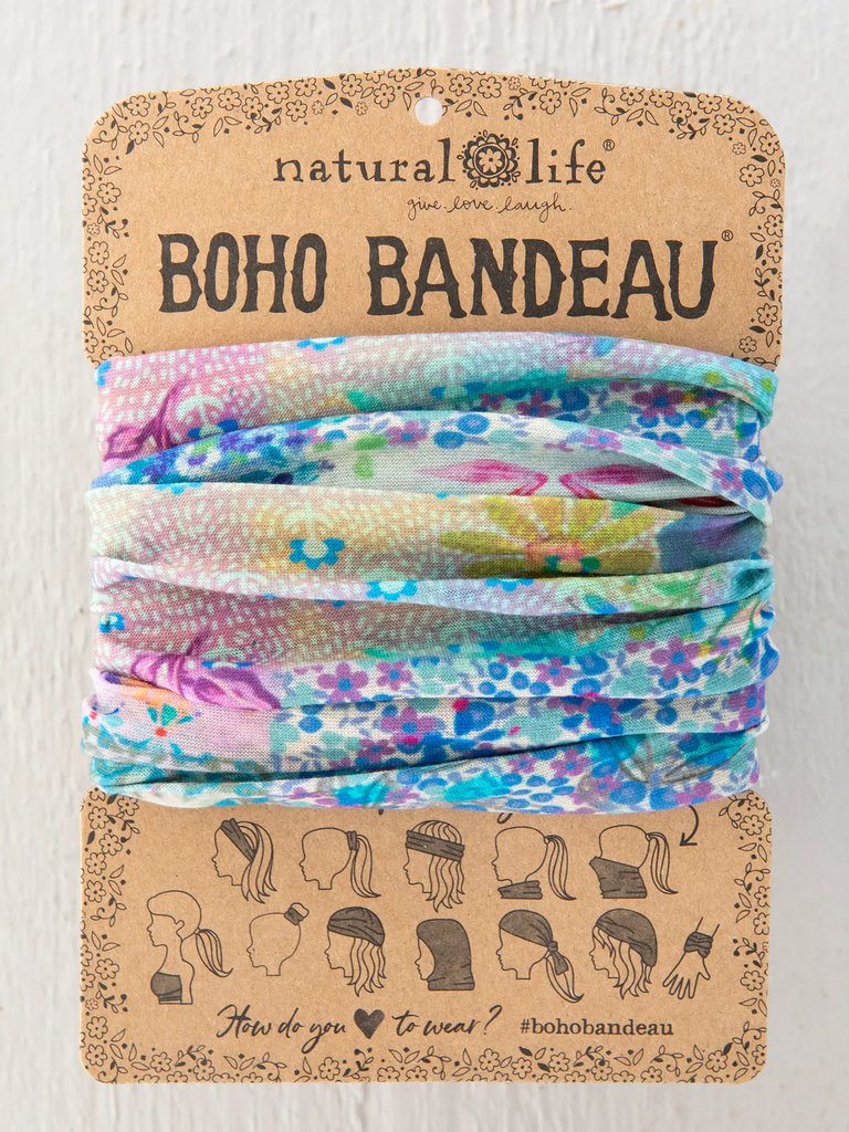 Boho Bandeau Blue Watercolour Patchwork Bandeau Natural Life   