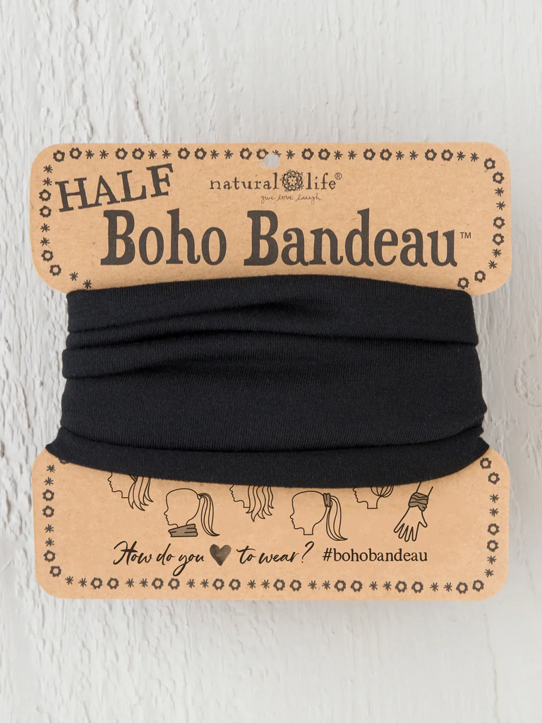 Boho Bandeau Half Solid Black Bandeau Natural Life   