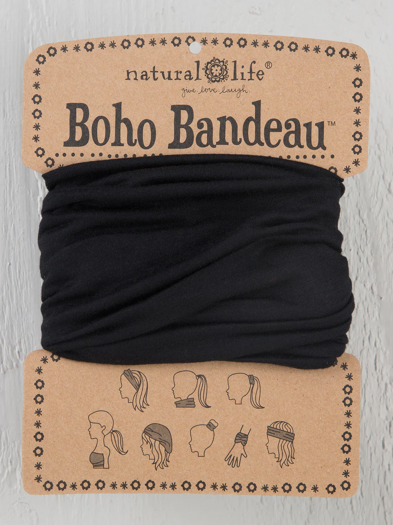 Boho Bandeau Solid Black Bandeau Natural Life   