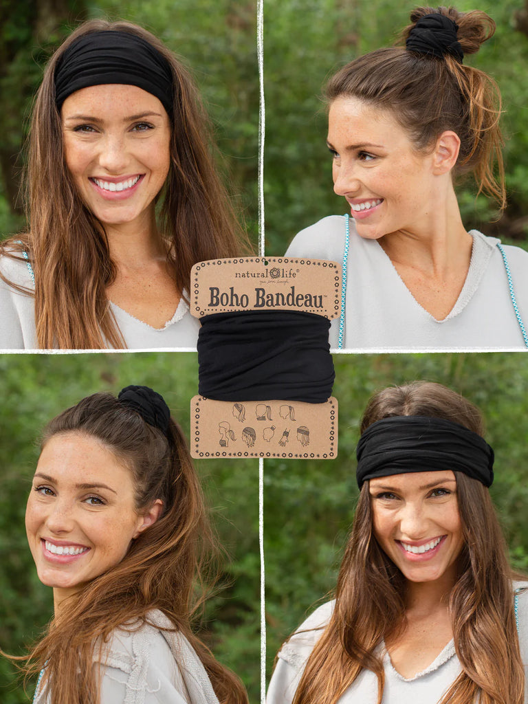 Boho Bandeau Solid Black Bandeau Natural Life   